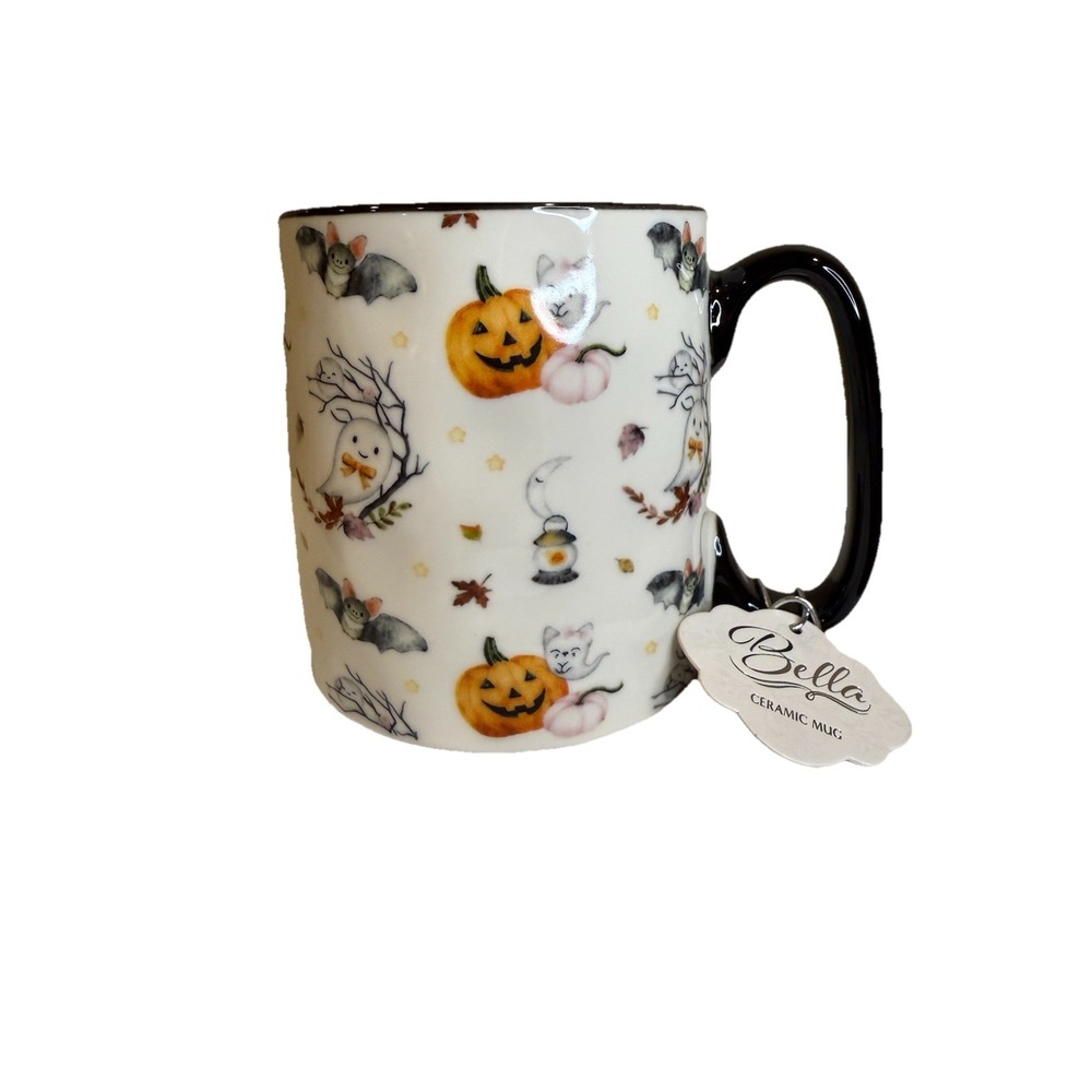 Halloween Coffee Mug Bella - Pumpkins Ghosts Bats - 12 oz. 10 Strawberry Street
